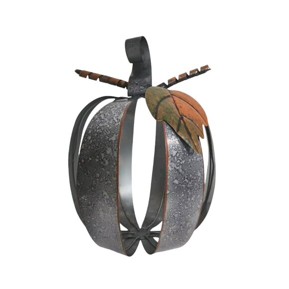 Metal Pumpkin Fall Decor Hammered Galvanized Sheet Thanksgiving Industrial 10" - Picture 1 of 13